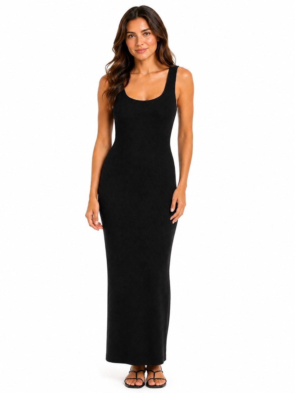 Sleeveless Black Maxi Dress with Scoop Neck